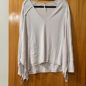 Free People V-Neck Waffle Knit Top